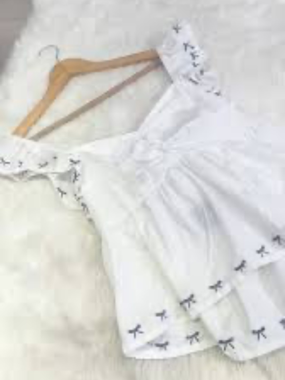 White Babydoll Cotton tie back top with ruffle detail -XS